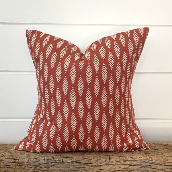 One Scott Living pillow cover, Rustic Red Leaf Pillow, decorative throw pillow,  Red pillow, accent pillow