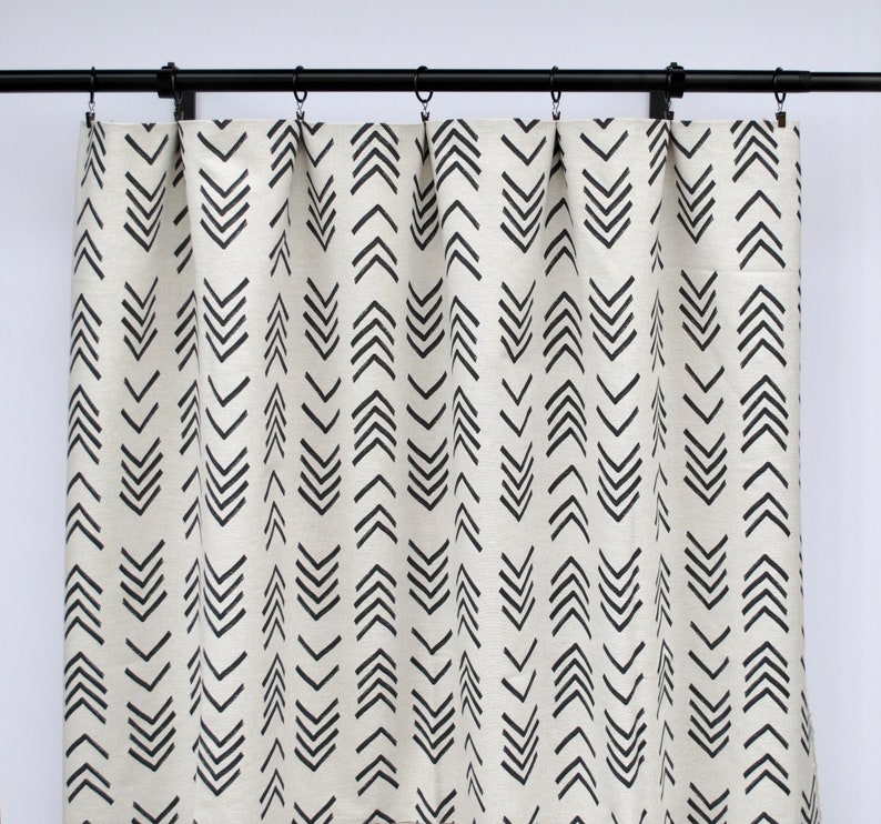 Boho Mud cloth Curtain panels Black and white Curtain Etsy