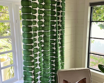 High quality Green Curtains, Pine Green Geometric Curtains, Dark Green Shibori dot Geometric Curtain
