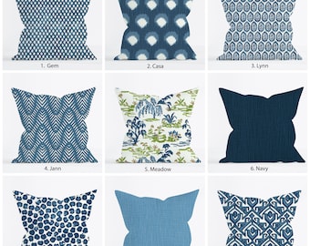 Dunkelblaue Kissenbezüge, dunkelblaues Dot Toile Floral Ikat Geometric künstlerisches dekoratives Kissen