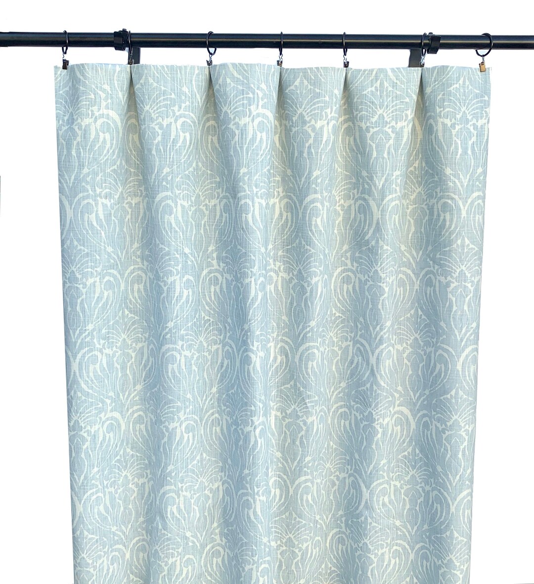 Ice Light Blue Curtain Panels, 2 Curtain Panels, Floral Blue Curtains
