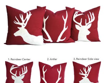 One Christmas Pillow cover, holiday pillows, Christmas Pillow, decorative pillow, cushion, Reindeer, Antler, Christmas decoration