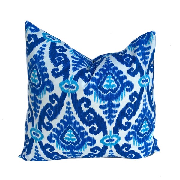 Blue Ikat Pillow Etsy