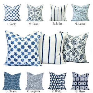 Indigo Blue Navy White Pillow Cover, Throw Pillow, Decorative Pillow, Accent Pillow, Navy pillow, Home decor