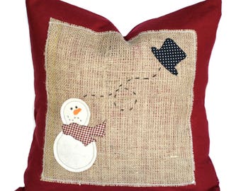 Snowman Christmas Pillow cover, holiday pillow, decorative pillow, cushion, Christmas decoration