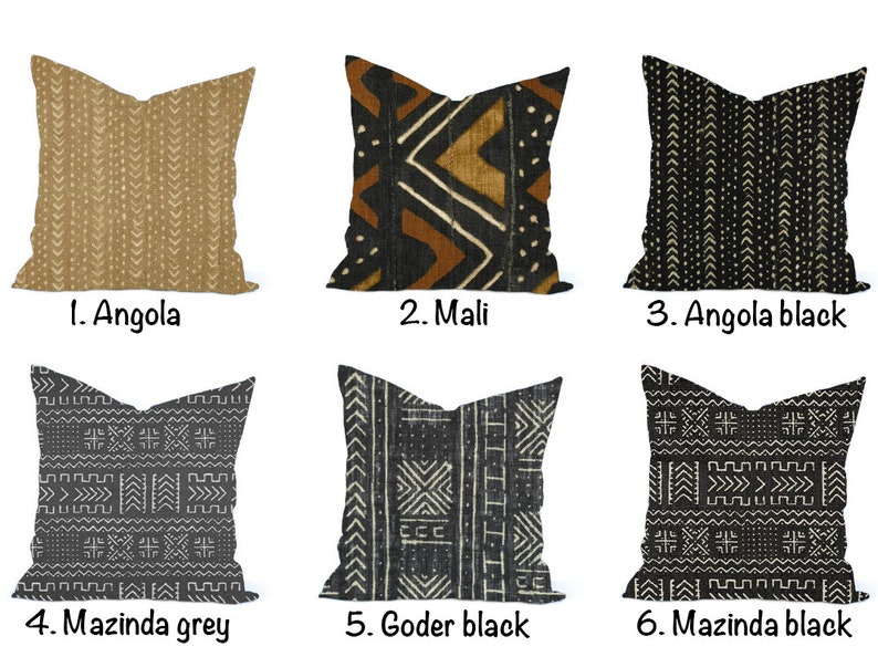 Mali Mud Cloth Linen Pillow Cover Black African Print Pillow Covers | African