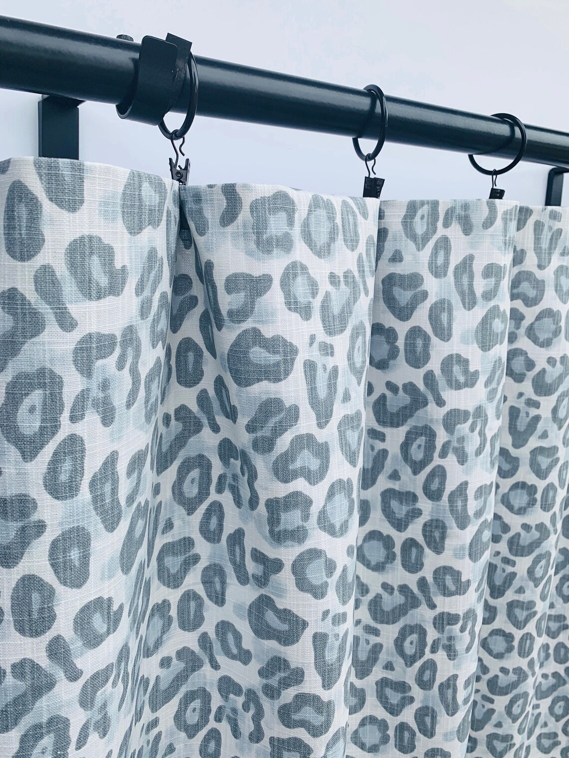 Leopard Print Curtains Animal Print Curtain 2 Blue Grey Tan Etsy