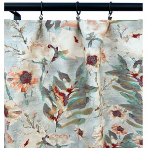 Kelly Ripa Multi Color Floral Curtain Panels, Boho Curtains, Orange Blue Green Grey Curtain Panels,  Floral Curtains