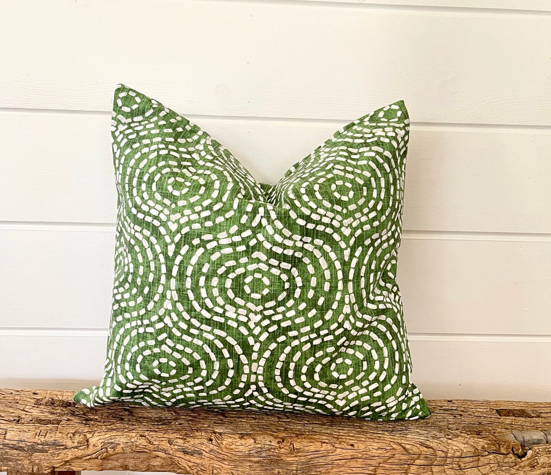 One Dark Green Geometric Pillow Cover, Dark Green Dot Pillow