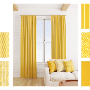High quality Yellow Curtains, Yellow Curtains, 2 Curtain Panels, Yellow Stripe polka dot Solid Geometric Curtain