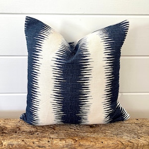 One Blue Shibori Stripe pillow covers, Ikat Pillow, Indigo Blue decorative throw pillow, decorative pillow, accent pillow, pillow case