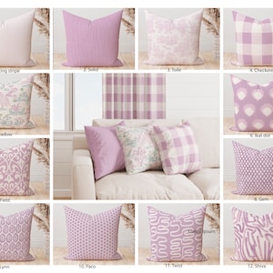 Purple Pillow covers , Purple and white Throw Pillow, Lilac purple Ikat Toile Stripe solid Damask Dot Geometric Decorative Pillow