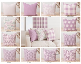 Purple Pillow covers , Purple and white Throw Pillow, Lilac purple Ikat Toile Stripe solid Damask Dot Geometric Decorative Pillow