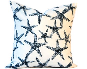 One Navy  indoor/outdoor pillow cover, 12", 14", 16" 18" 20", throw pillow, decorative pillow, Nautical Pillow, Starfish Pillow