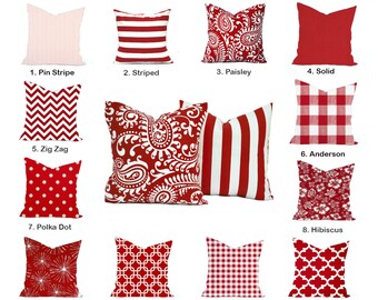 deep red throw pillows