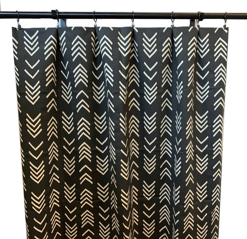 Boho Mud Cloth Curtain Panels Black and White Curtain Panels Etsy