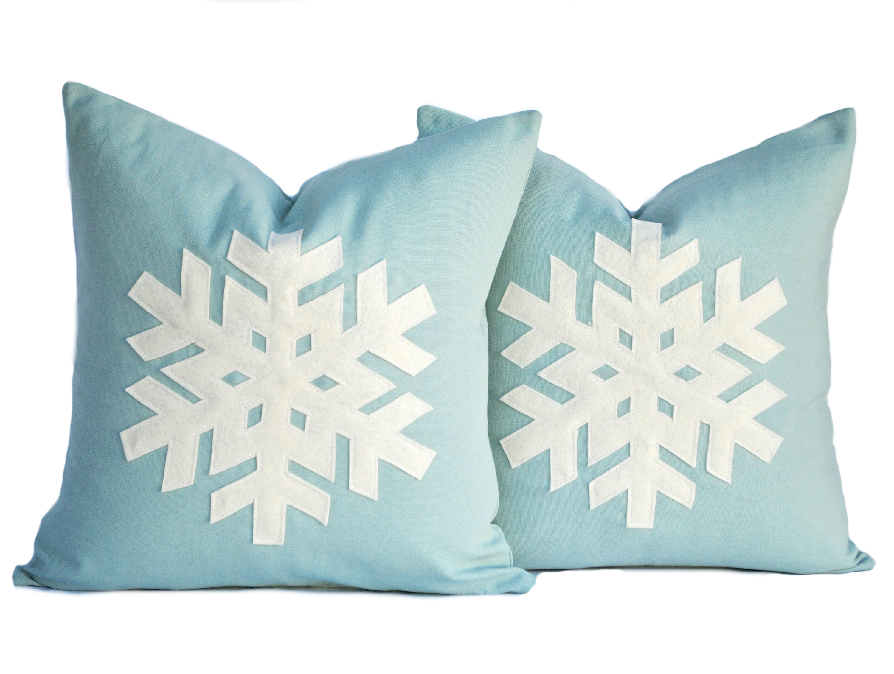 Two blue Snowflake Christmas Pillow cover holiday pillow Etsy