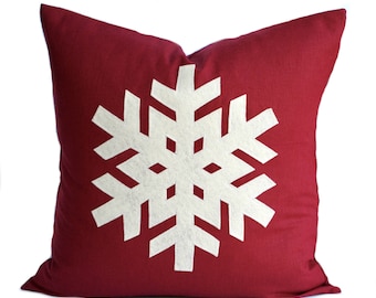 One Snowflake Christmas Pillow cover, 20x20, holiday pillow, decorative pillow, Christmas decoration