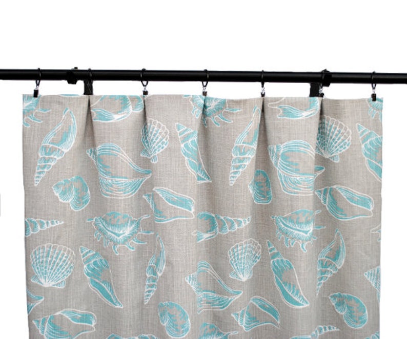 Nautical Curtains Blue Curtain 2 Curtain Panels Shells Etsy