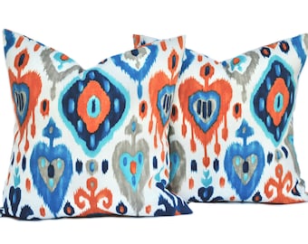 Two Ikat pillow covers, Outdoor Pillow, decorative throw pillow, decorative pillow, accent pillow, pillow case, DIFFERENT SIZES AVAILABLE