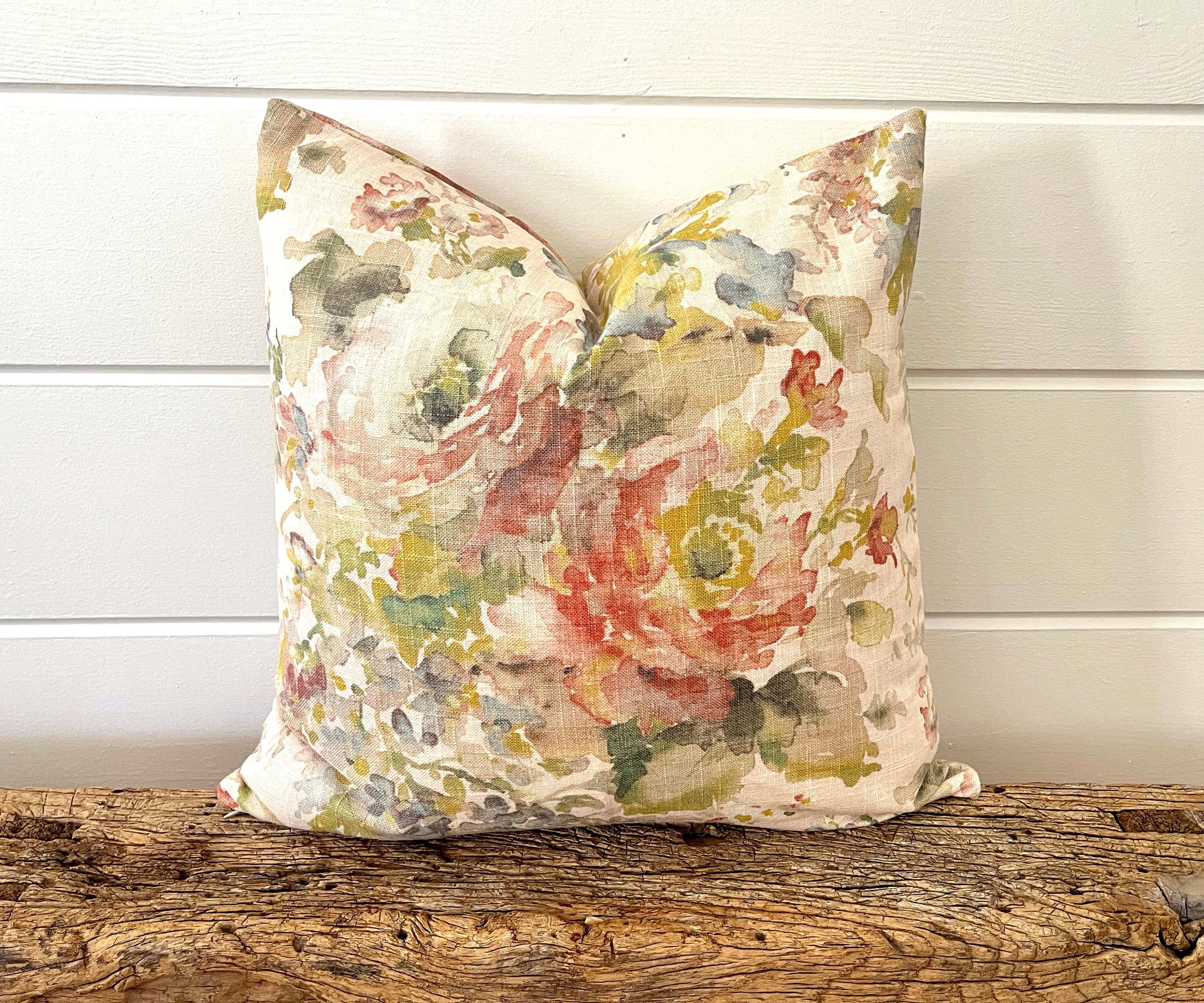 One Covington Macbeth Pillow, Grey Blush Pink Rose Floral Pillow Cover Decorative Home Decor