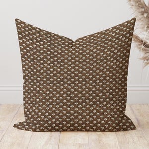 High quality Chestnut brown home decor Pillow cover , Dark brown small floral block print print Throw Pillows Cushion