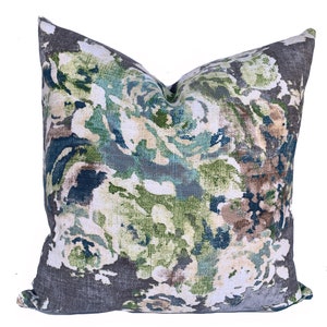 One Covington Pillow, Grey Blue Green Taupe Floral Pillow Cover Decorative Home Decor as seen on The BACHELOR