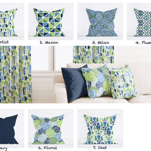 Blue and Green Pillows Etsy