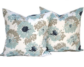 Dos fundas de almohadas florales, decoración del hogar, almohada decorativa, almohada de tiro, almohada geométrica, almohada azul, almohada azul marino