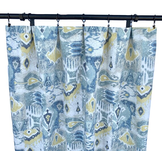 Magnolia Curtains Ikat Curtains 2 Curtain Panels Blue And Etsy