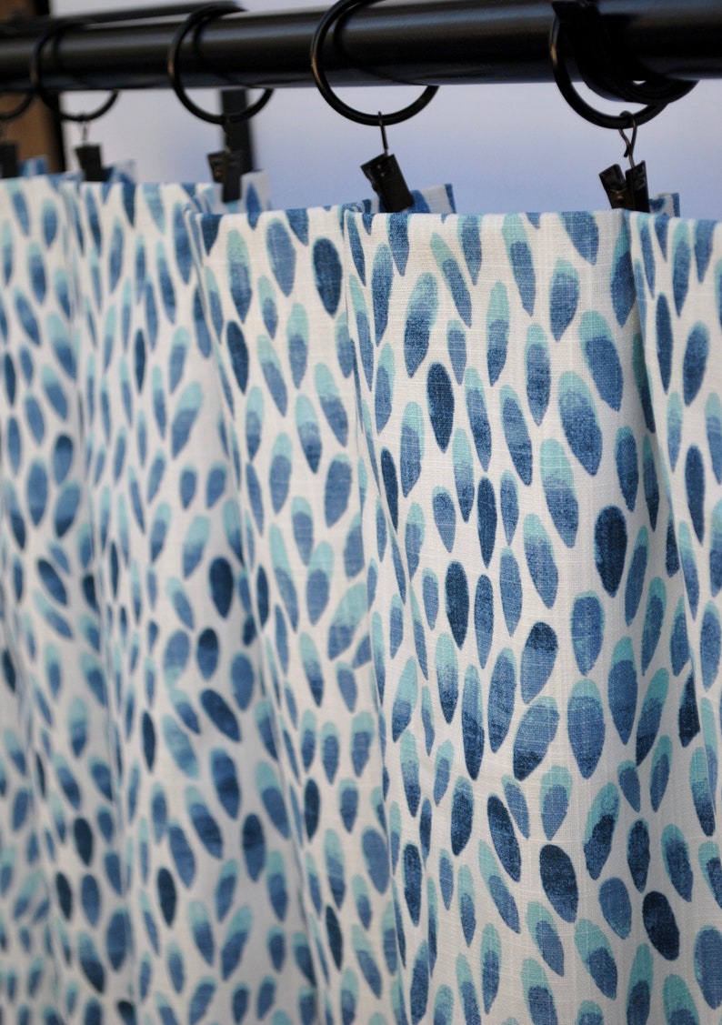 2 Curtain Panels Home Decor Premier Prints Curtain Blue Curtains Dotted Curtains Aqua blue Curtain