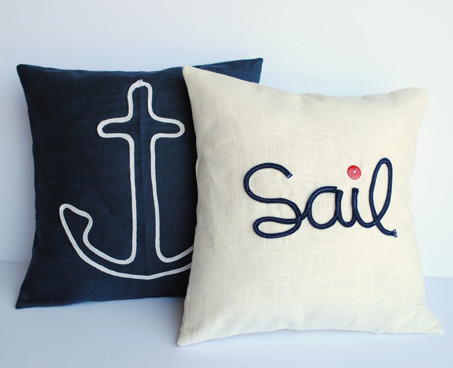 One Nautical Pillow Cover Cushion 20x20 Decorative Throw Etsy