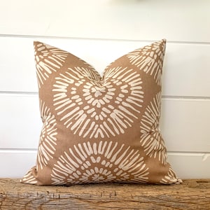 One Scott Living pillow cover, Tan Brown Medallion Pillow, decorative throw pillow,  Brown pillow, accent pillow