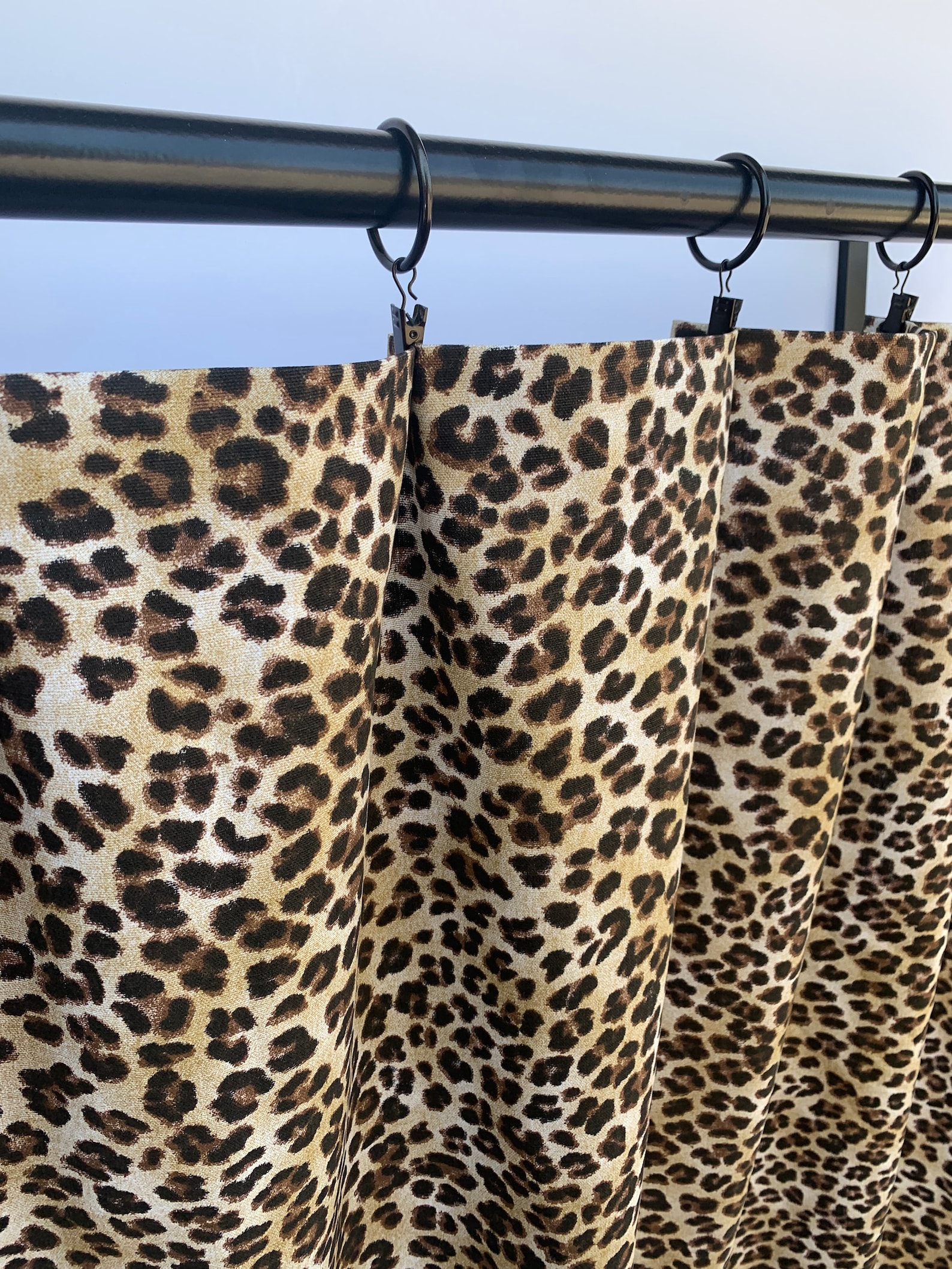 Leopard Print Curtains, Animal Print Curtain, 2 Brown Tan Curtain