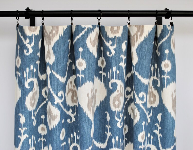 Curtains 2 Curtain Panels Brown Tan Yellow Blue Navy Magnolia Ikat Indigo Home Decor Fl Curtains 2 Curtain Panels Brown Tan, Tan And Blue Curtains