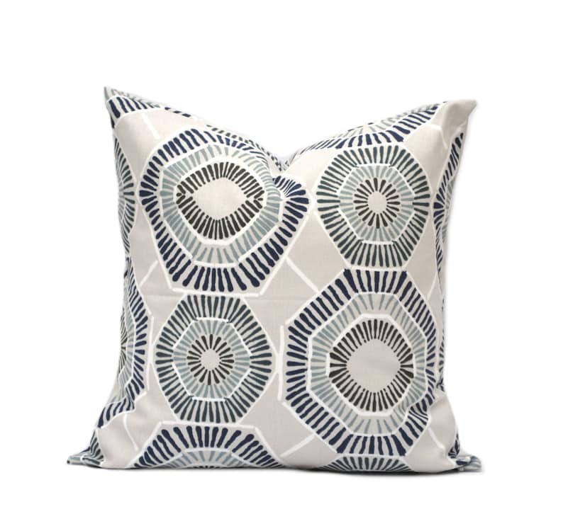 Indigo Blue Navy Gray White Pillow Indigo Blue Navy Gray White Pillow