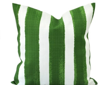 One Striped outdoor pillow cover, cushion, decorative throw pillow, Dark Green pillow, accent pillow, Hunters green pillow