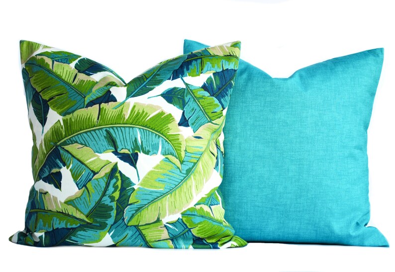 Tropical outdoor pillow cover, Blue Pillow, decorative throw pillow, decorative pillow, accent pillow, Tommy Bahama Pillow, Green Pillow image 6