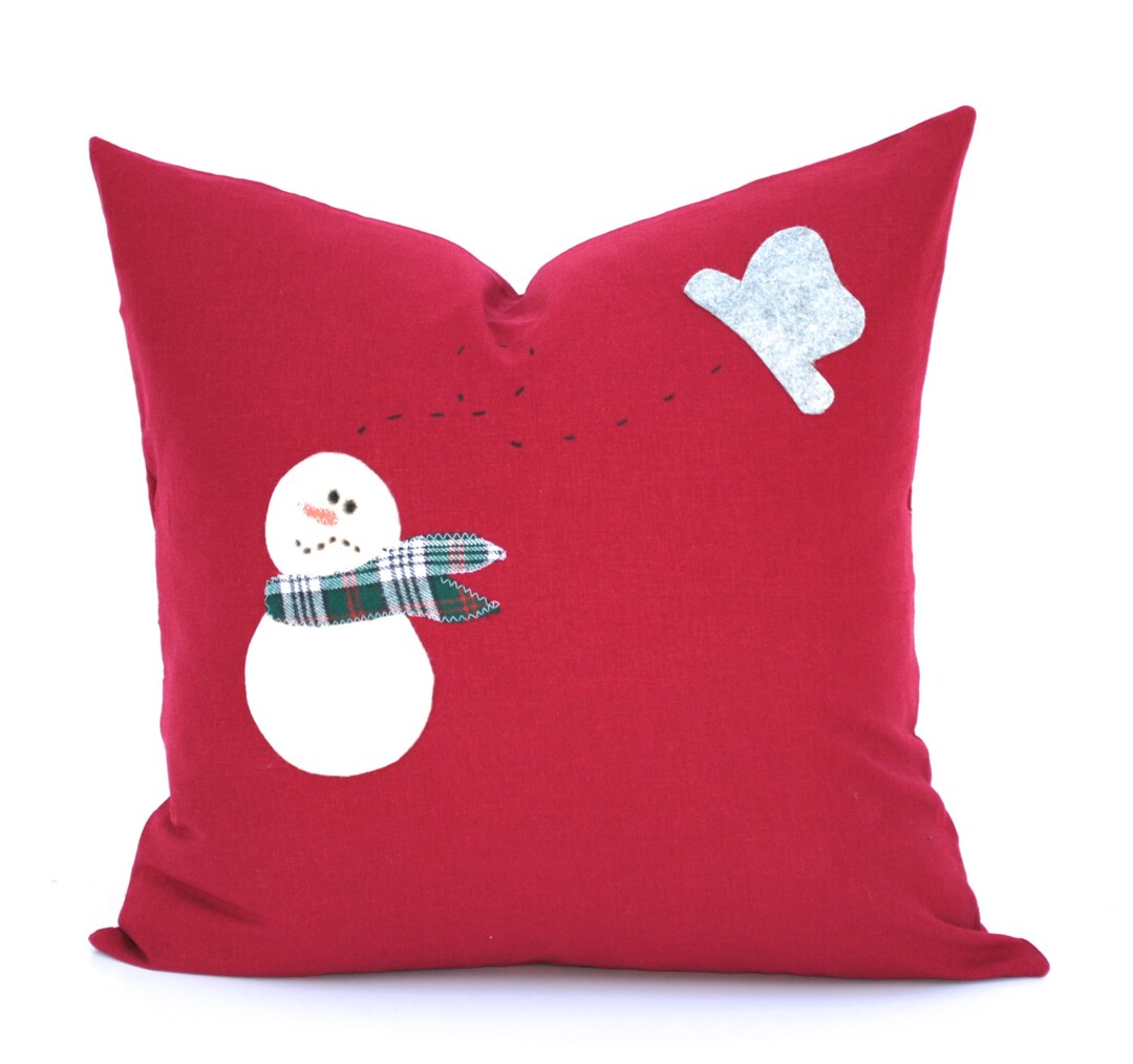 Snowman Christmas Pillow Cover, Holiday Pillow, Decorative Pillow, Cushion, Christmas Decoration