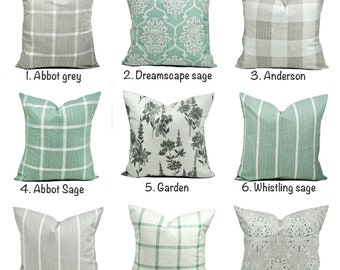 Premier Sage green and light grey cover, Sage green Pillow, decorative throw pillow, Light grey pillow, accent pillow,  Boho Throw Pillow