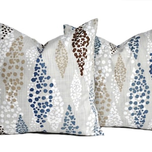 Two quality Premier pillow covers, cushion, decorative throw pillow, Navy Brown Tan pillow, accent pillow, Nautical pillow case