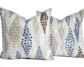 Dos fundas de almohada Premier de calidad, cojín, almohada decorativa, almohada Navy Brown Tan, almohada decorativa, funda de almohada náutica