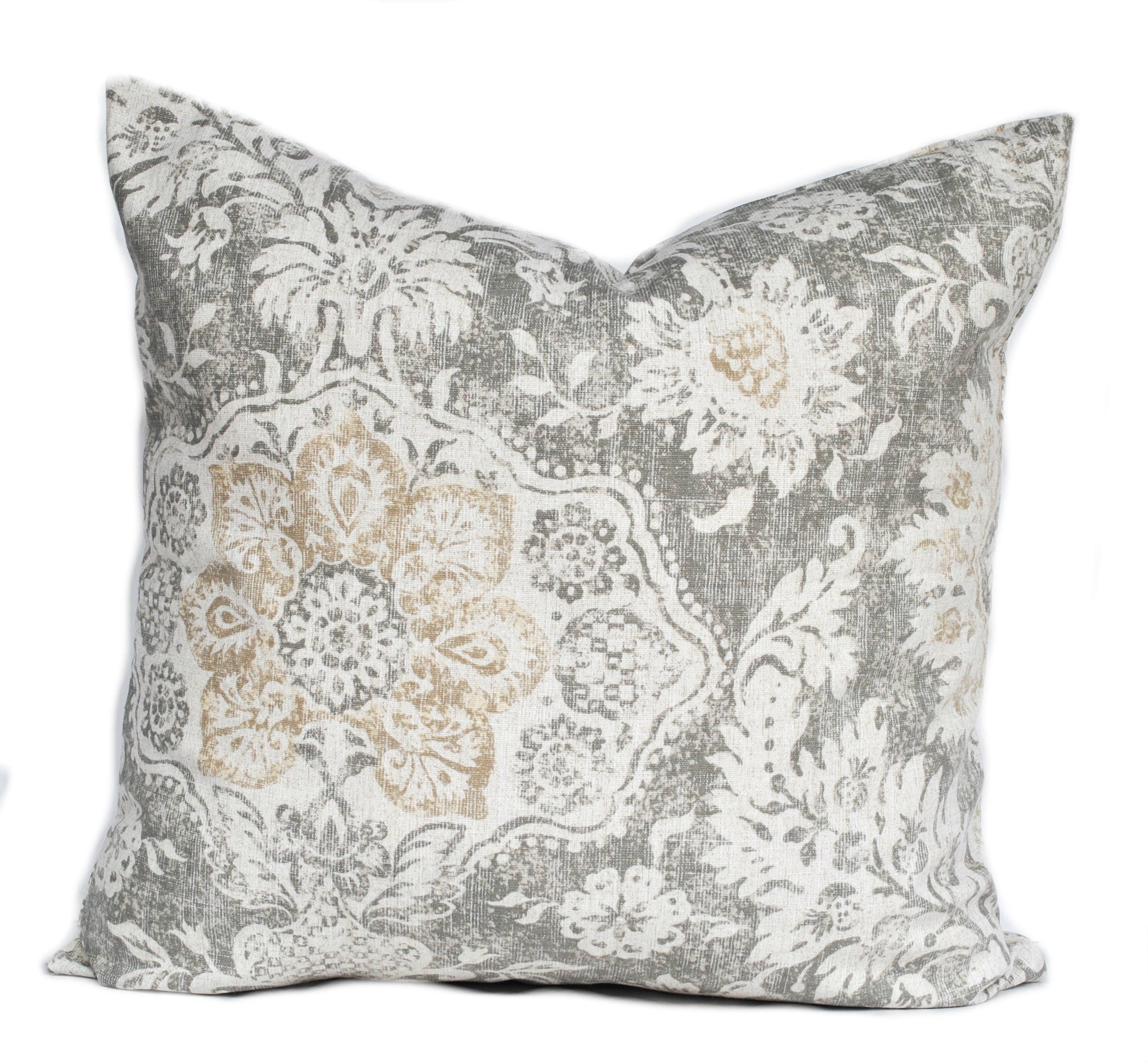Two high quality Magnolia pillow covers Taupe tan pillow cushion decorative throw pillow decorative pillow Charcoal grey Pillow