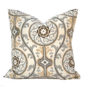 Una copertura del cuscino di medaglione, Home Decor, cuscino decorativo, throw pillow, cuscino medaglione, grigio, guanciale di Tan, cuscino di caduta