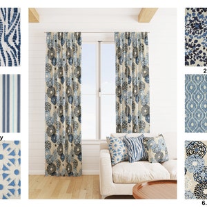 Magnolia Home Blue Curtains, Navy Blue Aqua Floral Animal Print Striped Geometric Curtains, Dark Forest Hunter greenCurtain
