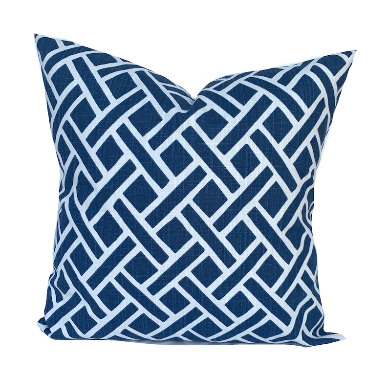 Coastal Pillow Cover Navy Blue Coral Pillow Beach Decorative Etsy