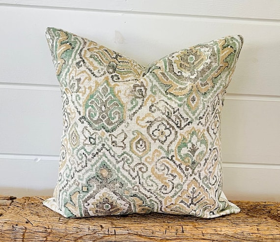 One High Quality Magnolia Pillow Cover Sage Green Damask Pillow