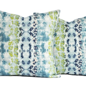Two high quality Ikat pillow covers, Navy pillow, cushion, decorative throw pillow, decorative pillow, lime green turquoise Pillow
