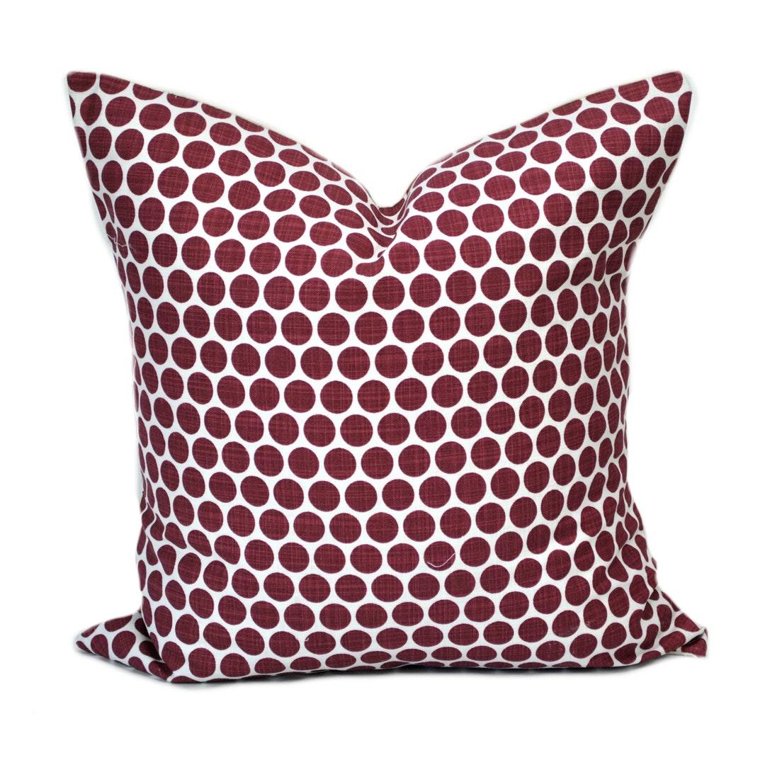 One Polka Dot Pillow Cover, Cushion, Decorative Throw Pillow, Burgundy