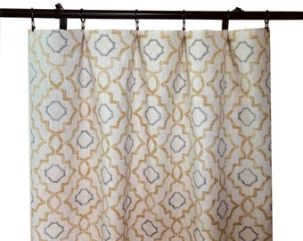 Magnolia home fashions Geometric Curtains, Mustard yellow Grey and beige Geometric Curtain Panels